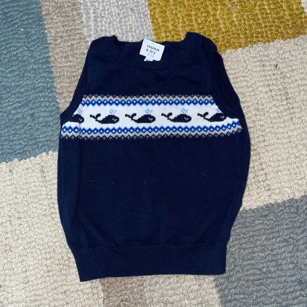 Whale Crewneck Vest 24M